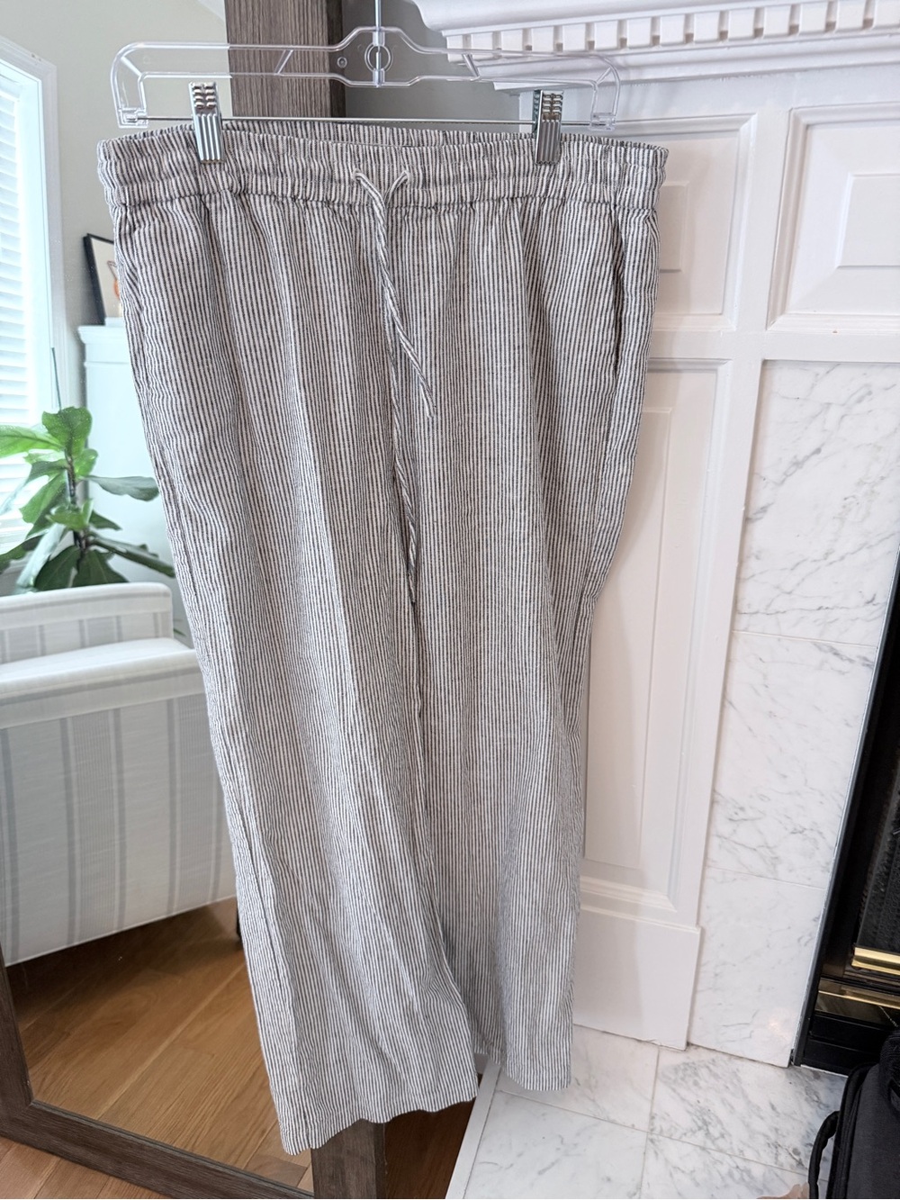 J. Crew Black and White Pinstripe Drawstring Trousers